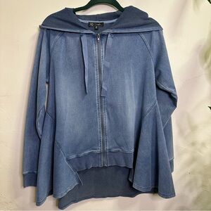 DG2 Blue Hooded Denim style Oversized Sweatshirt Jacket size Medium